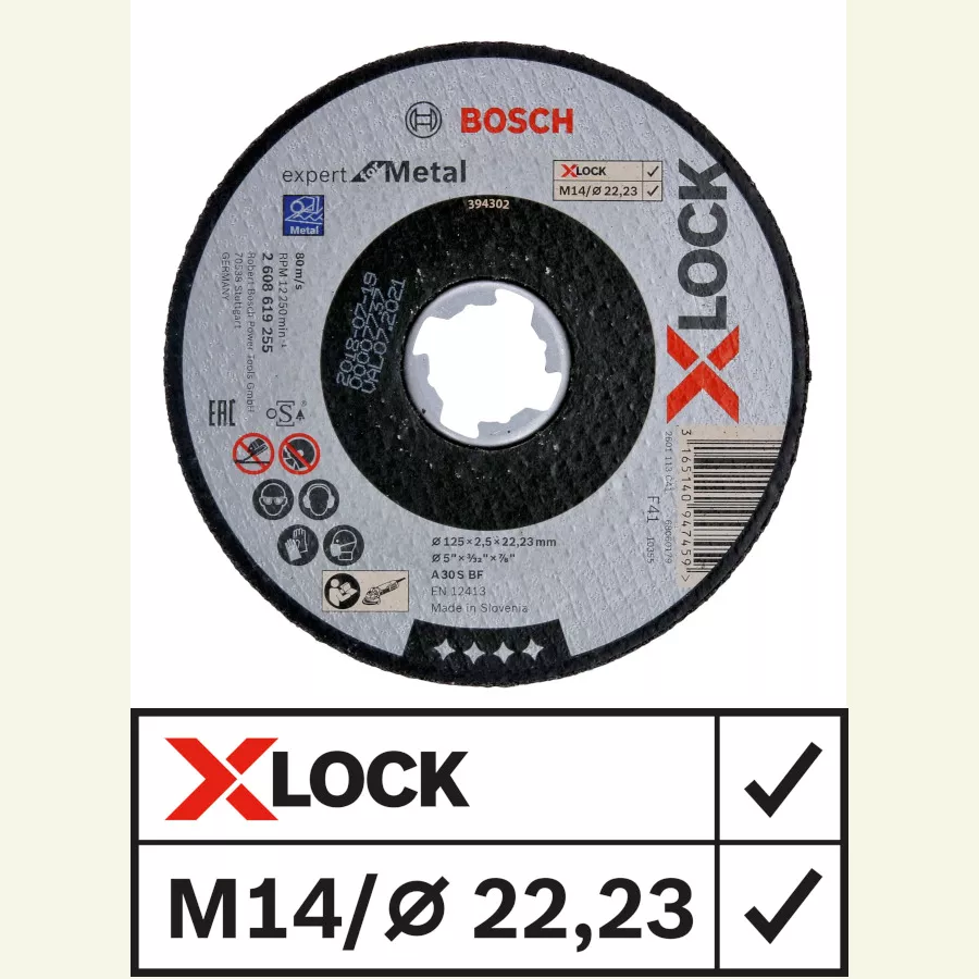 disque à tronçonner XLock Expert for Metal 125mm moyeu plat 2,5mm